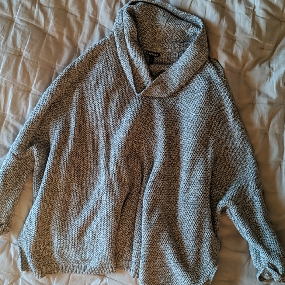 Oversized Loose Turtle Neck Grey Sweater M/L